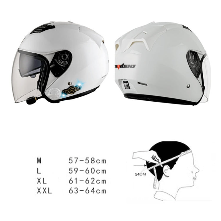 KUQIBAO Motorcycle Smart Bluetooth Sun Protection Double Lens Safety Helmet, Size: M(White+Black Tail) - Helmets by KUQIBAO | Online Shopping UK | buy2fix