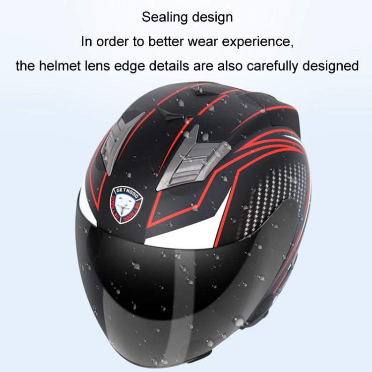 KUQIBAO Motorcycle Smart Bluetooth Sun Protection Double Lens Safety Helmet, Size: XL(White Phantom Fiber+Gray Tail) - Helmets by KUQIBAO | Online Shopping UK | buy2fix