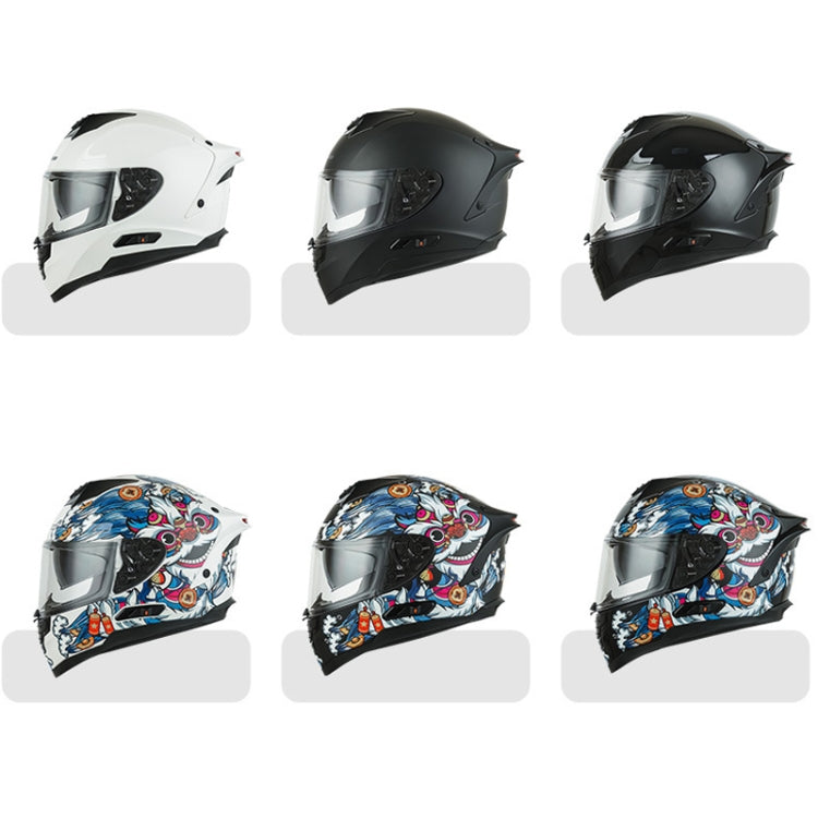 KUQIBAO Motorcycle Dual Lens Anti-Fog Helmet With LED Light, Size: M(White Wake Lion) - Helmets by KUQIBAO | Online Shopping UK | buy2fix