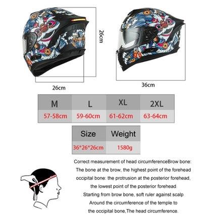 KUQIBAO Motorcycle Dual Lens Anti-Fog Helmet With LED Light, Size: XL(White) - Helmets by KUQIBAO | Online Shopping UK | buy2fix