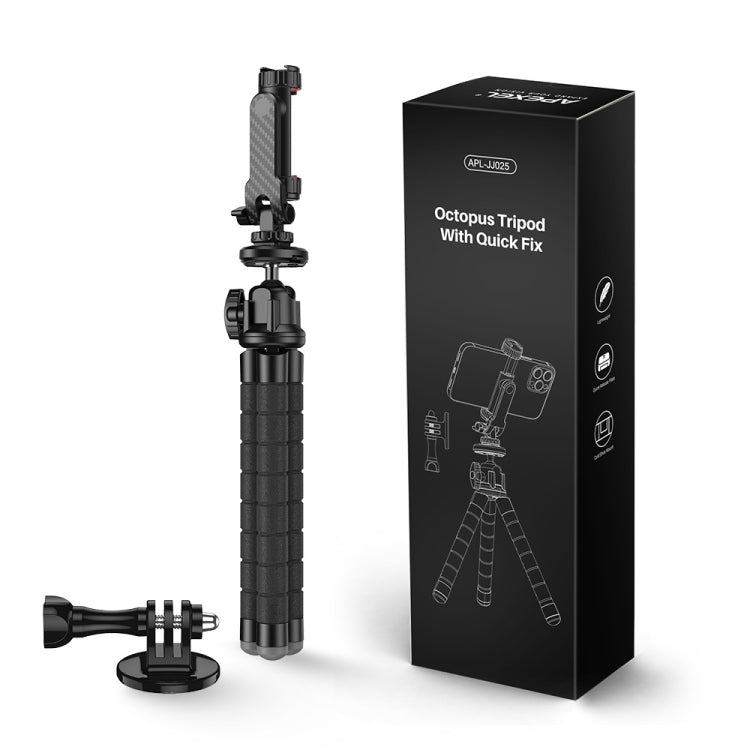 APEXEL APL-JJ025 Camera Mobile Phone Outdoor Selfie Live Lazy Bracket Multifunctional Octopus Tripod(Black) - Stand by APEXEL | Online Shopping UK | buy2fix