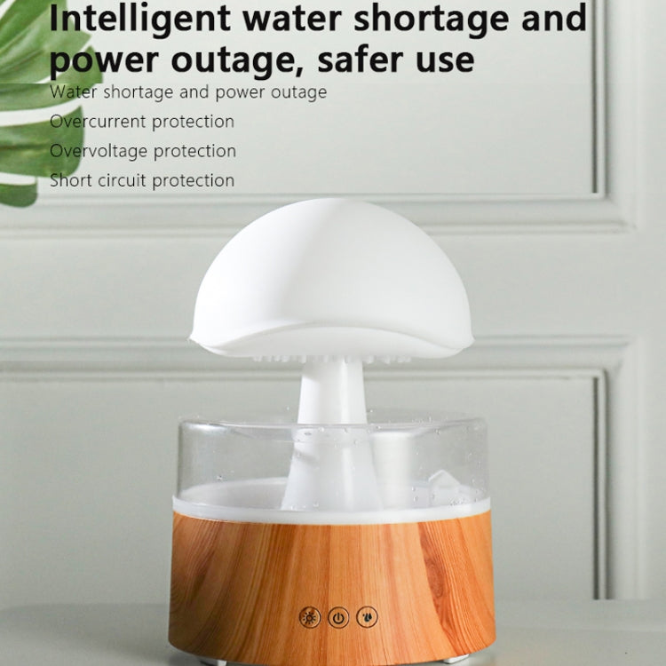 500ml Rain Humidifier Mushroom Cloud Colorful Night Lamp Aromatherapy Machine With Remote Control, Style: USB Direct Plug(Wood Grain) - Air Purifiers & Accessories by buy2fix | Online Shopping UK | buy2fix