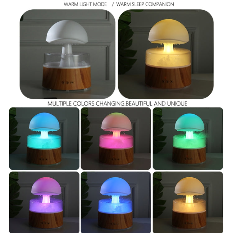500ml Rain Humidifier Mushroom Cloud Colorful Night Lamp Aromatherapy Machine With Remote Control, Style: USB Direct Plug(White) - Air Purifiers & Accessories by buy2fix | Online Shopping UK | buy2fix