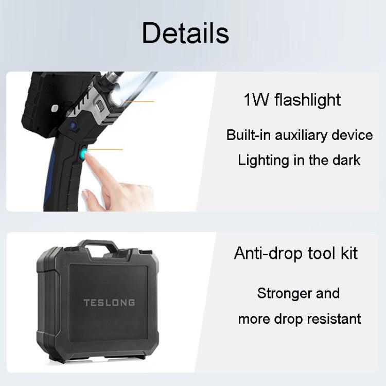 Teslong NTS300 5.5mm-1M Dual Lens Waterproof 5 Inch HD Industrial Borescope Auto Repair Tools -  by Teslong | Online Shopping UK | buy2fix