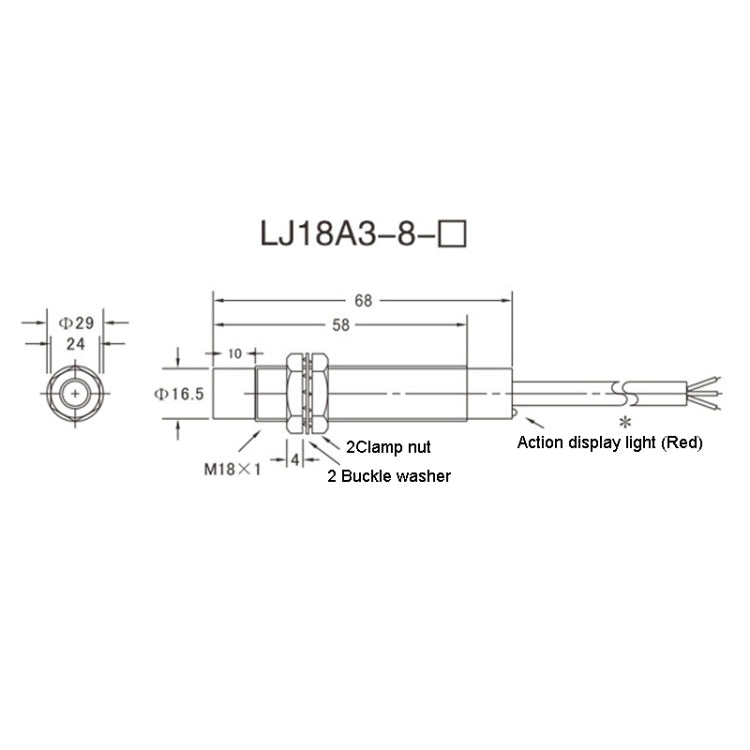 OMCH LJ18A3-8-Z/BX DC NPN 3-Wire Normally Open Sensors Inductive M18 Proximity Switch - Switch by OMCH | Online Shopping UK | buy2fix