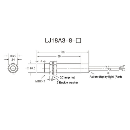 OMCH LJ18A3-8-Z/BX DC NPN 3-Wire Normally Open Sensors Inductive M18 Proximity Switch - Switch by OMCH | Online Shopping UK | buy2fix