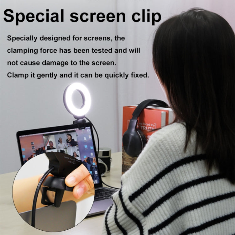 YRing48 4-Inch 48LEDs Laptop Camera Video Conference Live Beauty Ring Fill Light, Spec: Clip Set - Selfie Light by buy2fix | Online Shopping UK | buy2fix