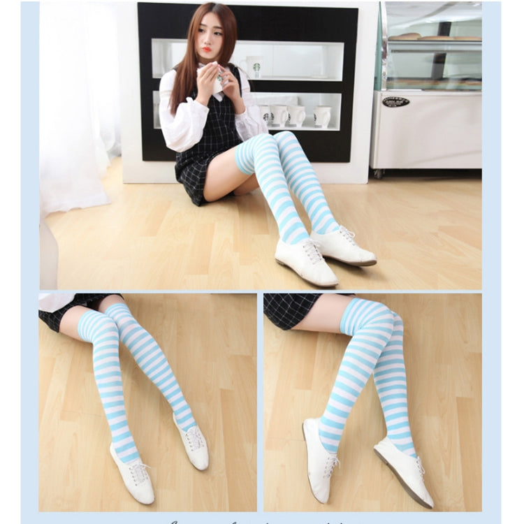 Children Color Striped Stockings Japanese Thigh Socks, Size:One Size(Blue and White Pinstripe) - Outdoor & Sports by buy2fix | Online Shopping UK | buy2fix