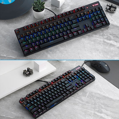 Rapoo V500 PRO Mixed Light 104 Keys Desktop Laptop Computer Game Esports Office Home Typing Wired Mechanical Keyboard(Black Shaft) - Wired Keyboard by Rapoo | Online Shopping UK | buy2fix