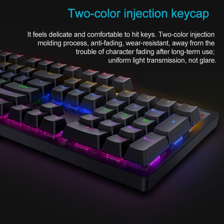 Rapoo V500 PRO Mixed Light 104 Keys Desktop Laptop Computer Game Esports Office Home Typing Wired Mechanical Keyboard(Black Shaft) - Wired Keyboard by Rapoo | Online Shopping UK | buy2fix