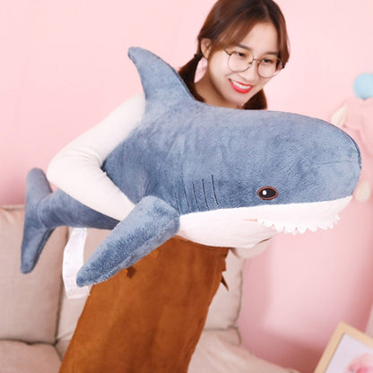 Plush Stuffed Toy Shark Kids Toys Boys Girls Animal Reading Pillow for Birthday Gifts, Height:138cm(Blue) - Soft Toys by buy2fix | Online Shopping UK | buy2fix