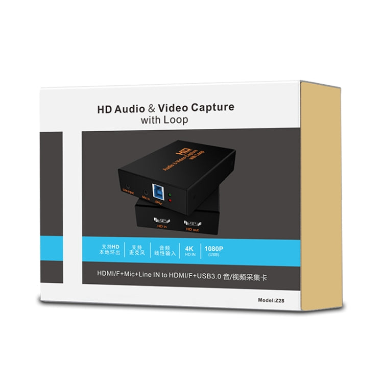 Z28 Professional HDMI Female + Mic + Line In to HDMI Female USB 3.0 Video Audio Capture Box(Black) - Consumer Electronics by buy2fix | Online Shopping UK | buy2fix