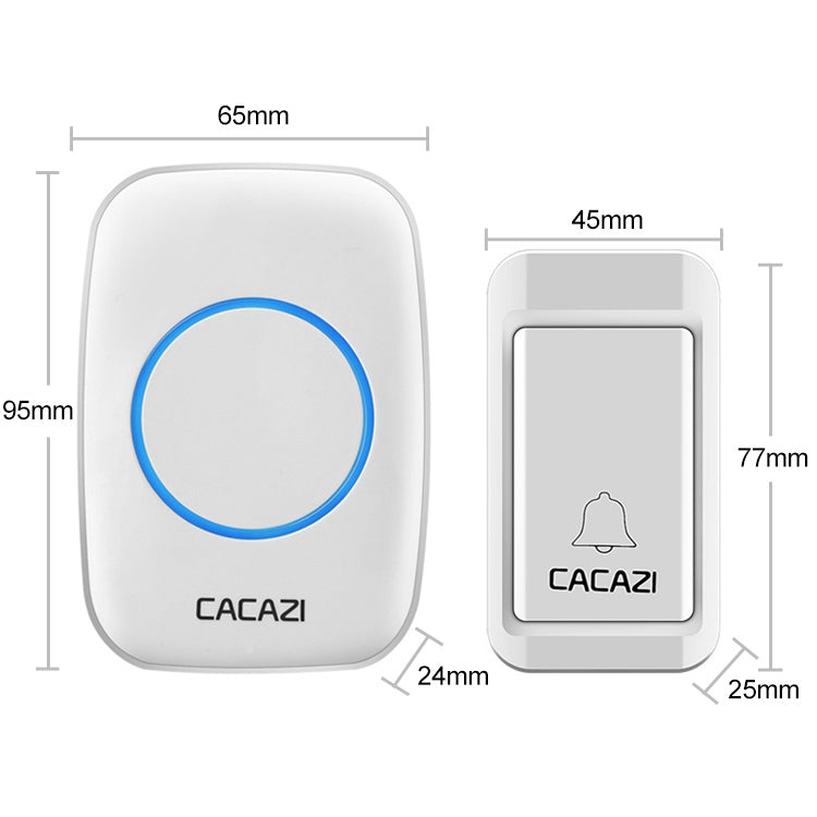 CACAZI A10G One Button One Receivers Self-Powered Wireless Home Cordless Bell, US Plug(White) - Security by CACAZI | Online Shopping UK | buy2fix